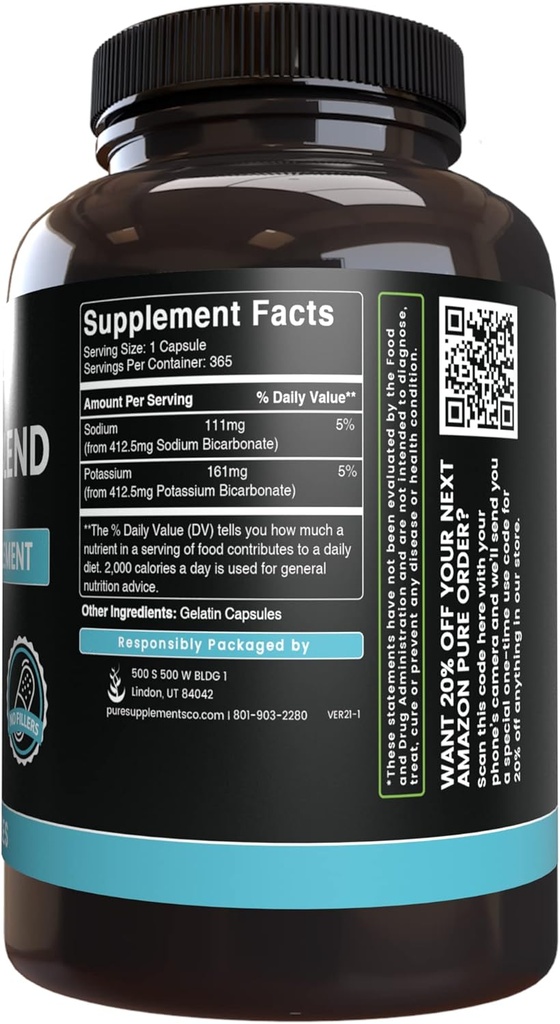 PURE ORIGINAL INGREDIENTS Bicarb Blend (365 Capsules) No Magnesium Or Rice Fillers, Always Pure, Lab Verified 5