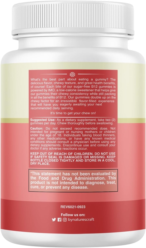 Vitamin B12 Gummies for Adults - Sugar Free Vitamin B12 1000 mcg Chewable Gums for Energy & Mood Support Immune & Nerves Health - Kosher Non-GMO & Gluten Free Supplement for Women & Men - 120 Count 3