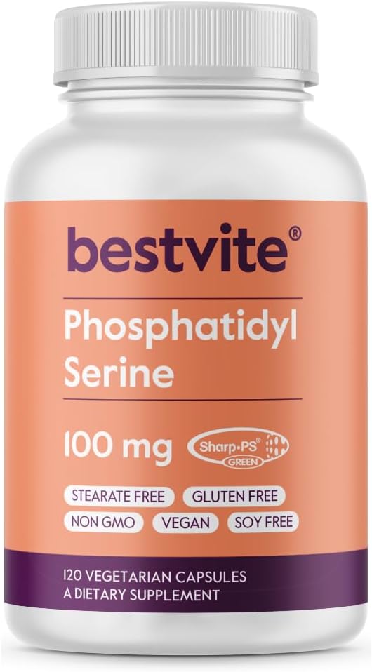 BESTVITE Phosphatidylserine 100mg per Capsule (240 Vegetarian Capsules) (120x2) with Sharp-PS® Green - Patented and Clinically Tested - Stearate Free - Soy Free - Gluten Free - Vegan - Non GMO 2