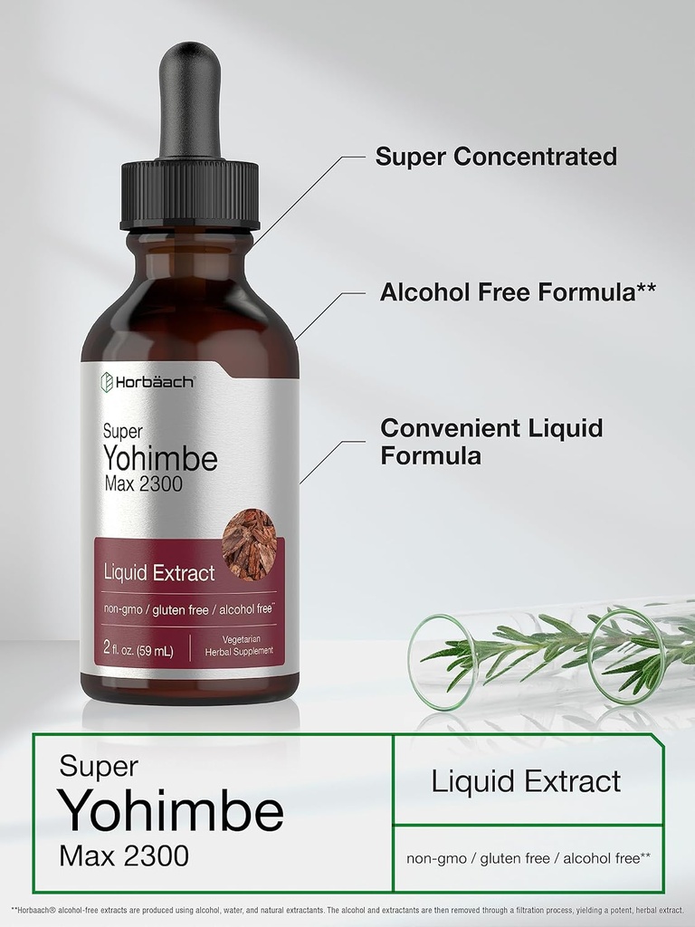 Horbäach Yohimbe Bark Liquid Extract | 2 Fl Oz | Supplement for Men and Women | Alcohol Free Tiincture Drops | Vegetarian, Non-GMO, and Gluten Free 4