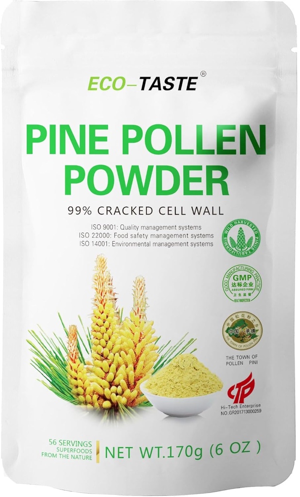 ECO-TASTE Pine Pollen Powder 6 Ounce, Wild Harvested - Pinus Tabuliformis， 99% Cracked Cell Wall 2