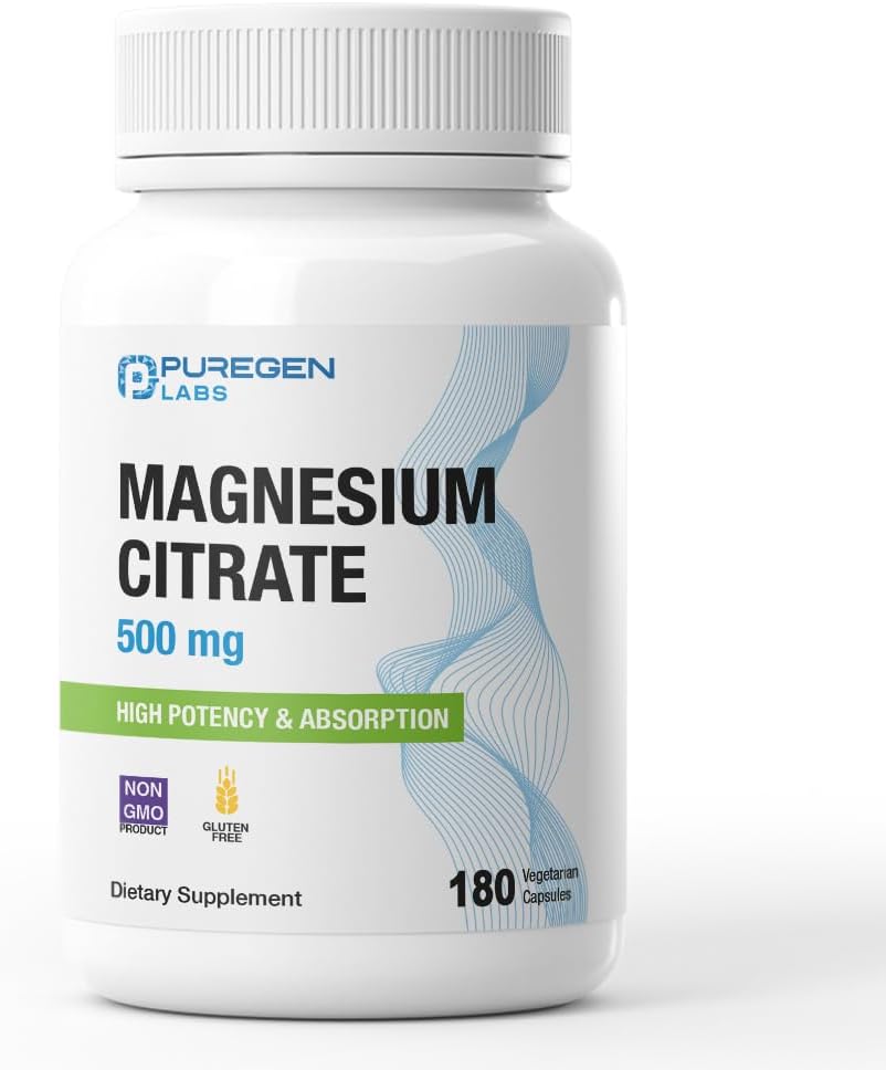 Magnesium Citrate 500 mg | High Potency Elemental Magnesium | Total 180 Veggie Caps, Superior Absorption, Non-GMO, NO Gluten and Dairy, Supports Muscle, Joint, and Heart Health 2