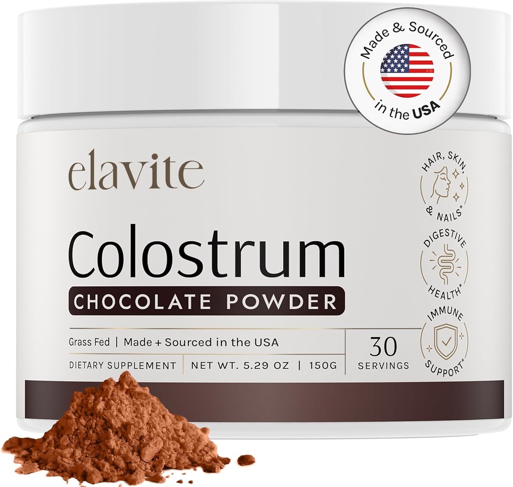 Colostrum Powder (Chocolate) Grass Fed Colostrum Supplement for Gut Health, Immune Support Healthy Hair, Skin & Nails - 30 Servings 2