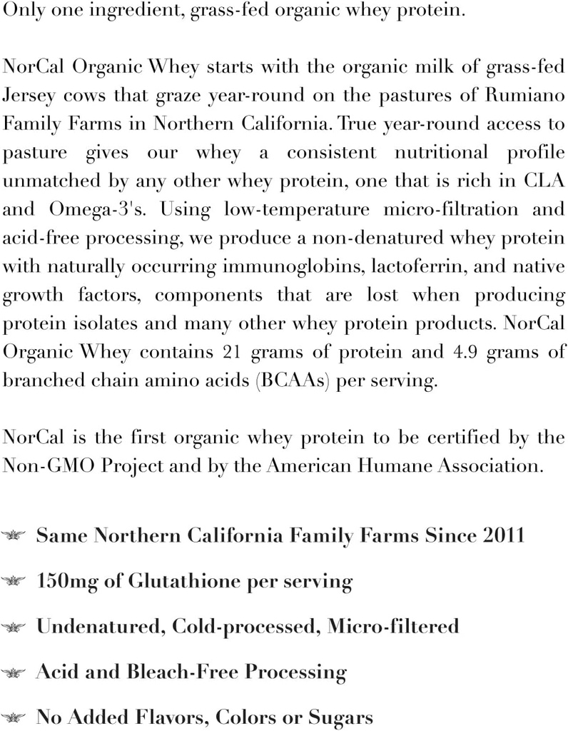 NorCal Organic - Classic Whey Protein - 100% Grass-Fed and Grass-Finished - UNFLAVORED - Lecithin-Free - 2lb Bulk 6