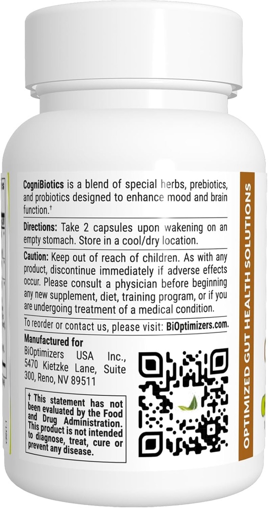 BIOptimizers Cognibiotics Probiotic Brain Supplement - Helps Support Mood, Better Focus, Memory, Mental Clarity - 30 Capsules 4
