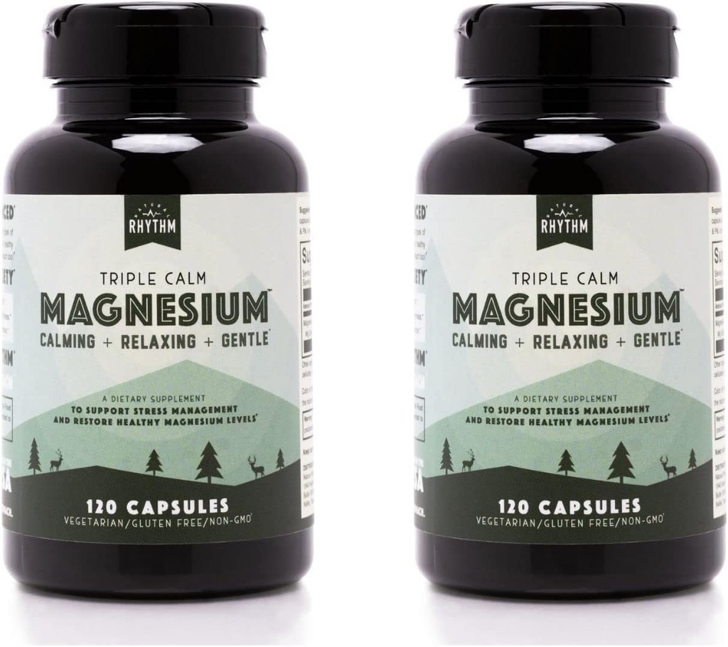 Natural Rhythm Triple Calm Magnesium 150 mg - 2 Pack – Magnesium Supplement with Magnesium Glycinate, Malate, and Taurate. Calming Blend for Promoting Rest and Relaxation - 120 Count Bottles 3