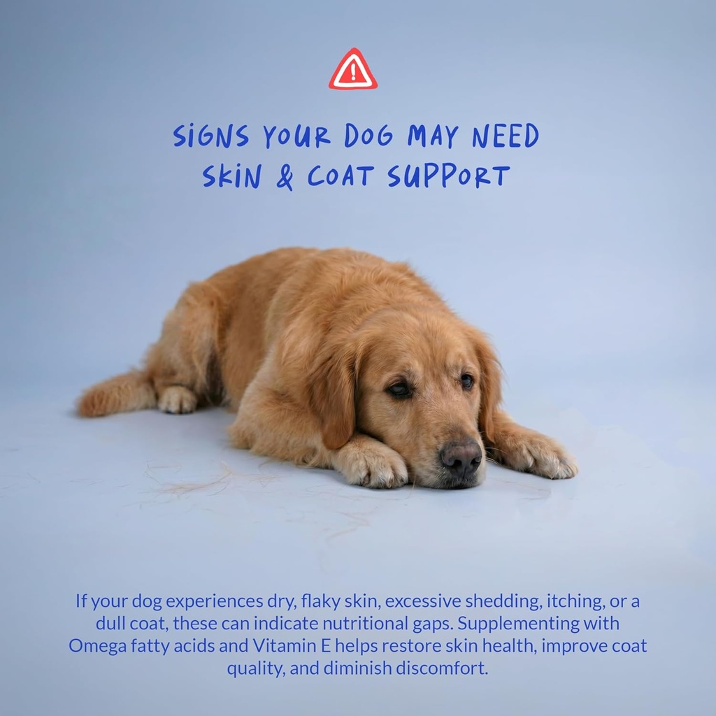 Omega 3 Fish Oil for Dogs - 120 Chewable Tablets - with Omega 3, 6, and 9, Vitamin E for Dog Shedding, Itchy, Dry Skin, Joint & Heart Support 5