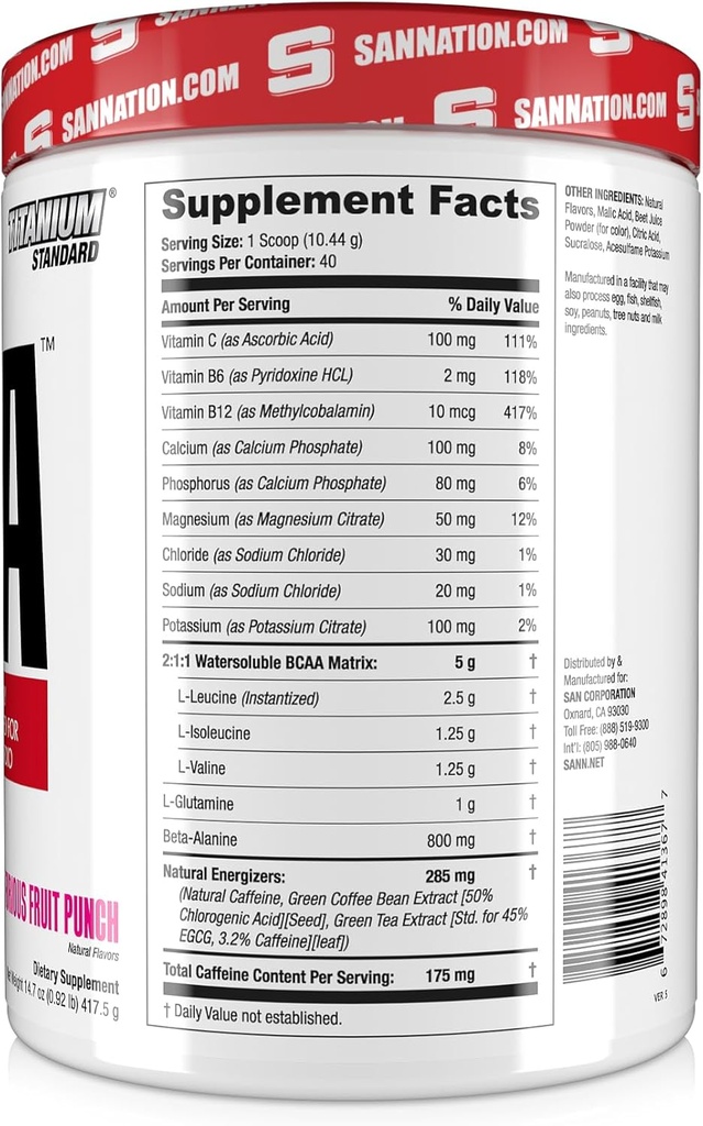SAN BCAA Boosted Fruit Punch - Premium Branched-Chain Amino Acids for Muscle Recovery and Energy 4