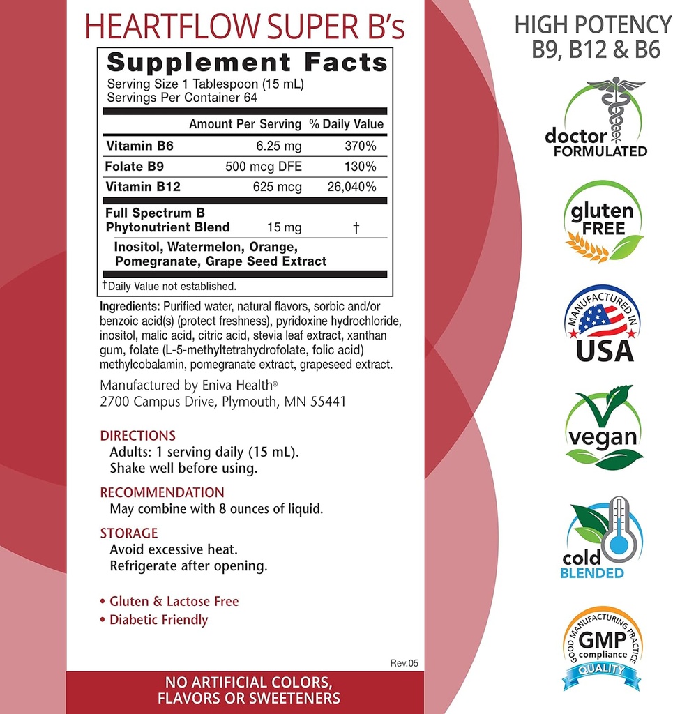 Heart Flow Super B's - 32oz Artery Care Formula Heart, Blood Vessel by Eniva 3