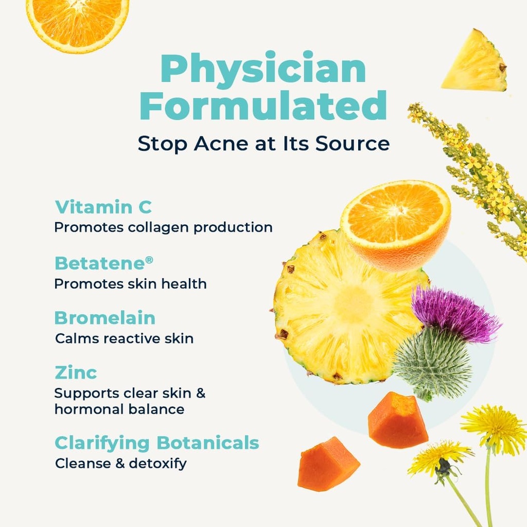 VitaMedica Clear Skin Vitamin Formula | Noncystic Acne Supplement for Skin Clearing | Breakout Treatment for Women and Men | Vitamins A, C, E, Selenium, Chromium, and Zinc for Skin Health | 2 Pack 5