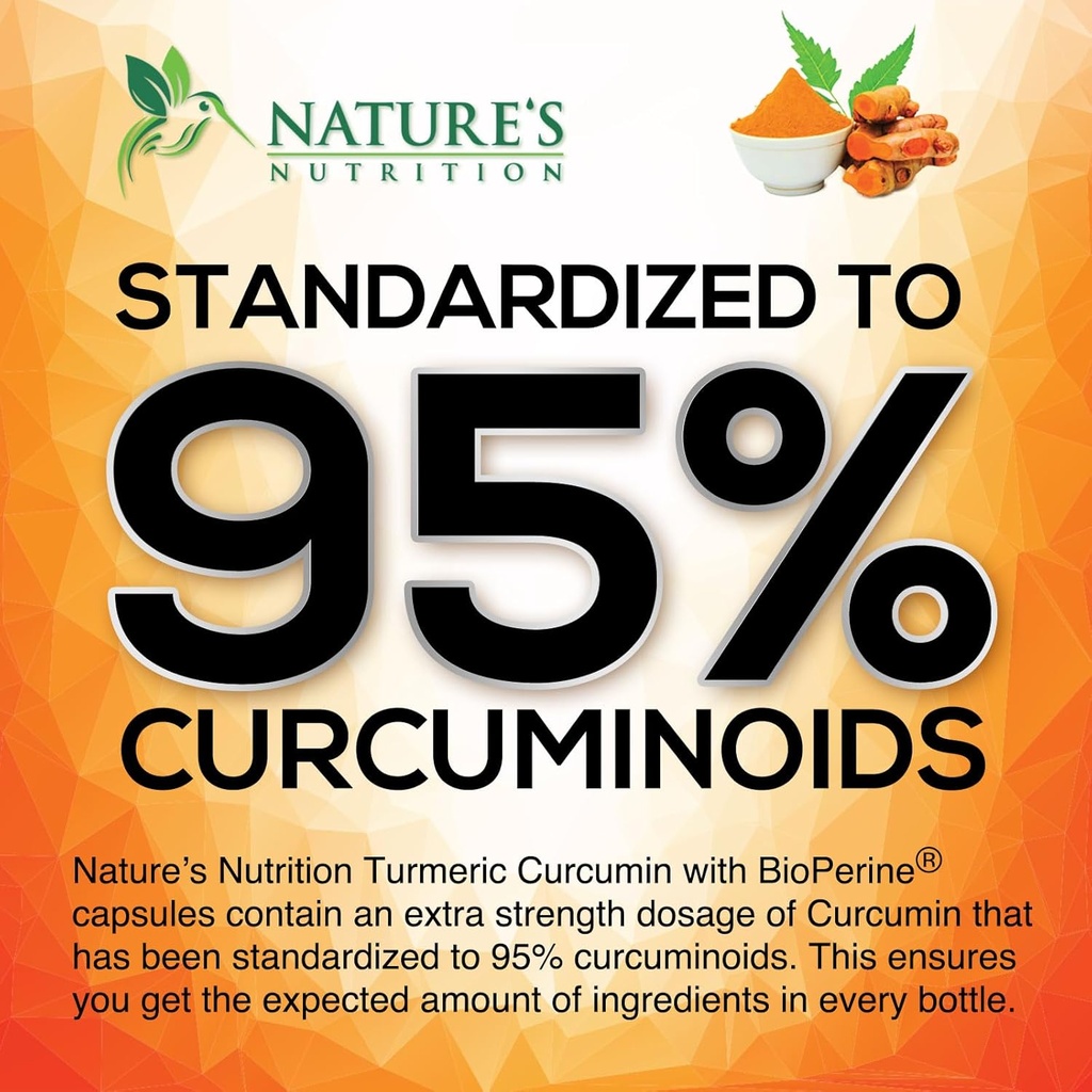 Turmeric Curcumin Supplement 1950mg - 95% Curcuminoids with Organic Turmeric & BioPerine Black Pepper Extract for Best Absorption, Nature's Vegan Joint Support, Non-GMO, Bottled in USA - 180 Capsules 4
