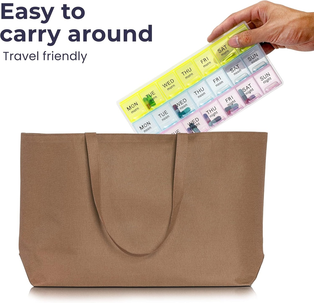 FMP Brands 1 Pack Pill Organizer 3 Times a Day, Weekly Medicine Organizer Pill Boxes, 7 Day Large Pill Holder Organizer Sorter Container Case, Morning Noon Night Pill 3 Times a Day Travel Pill Box 6