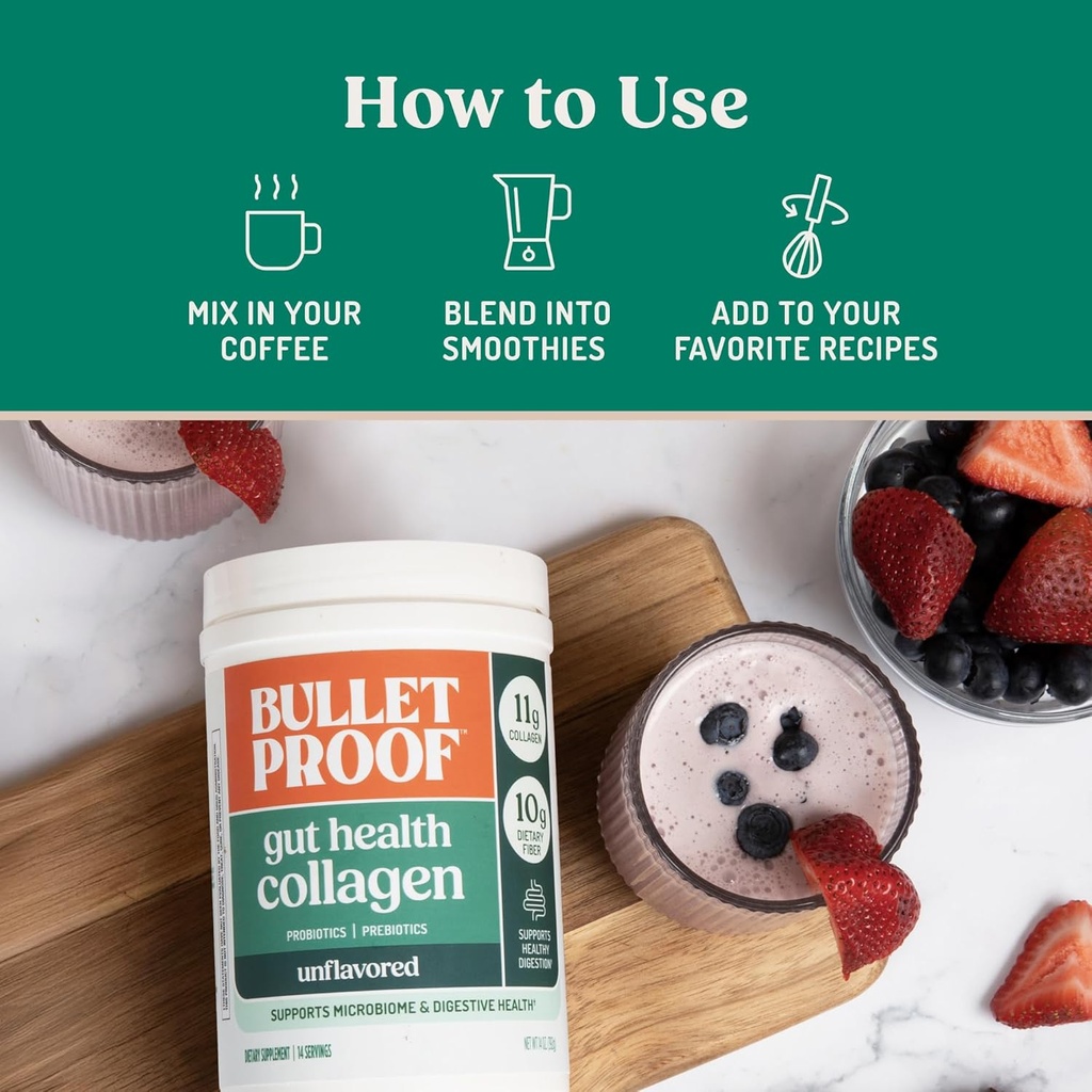 Bulletproof Unflavored Gut Health Collagen Protein, 14 Ounces, 10g Grass-Fed Collagen Peptides for Gut, Skin, Bone and Joint Support 5