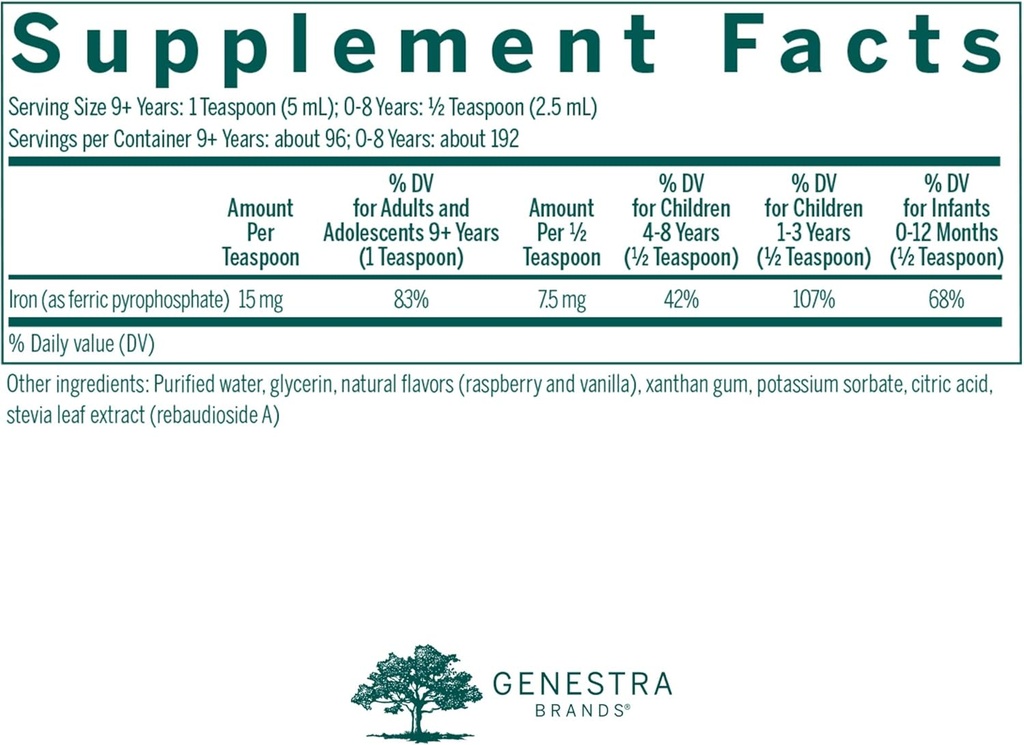 Genestra Brands Liquid Iron | Colloidal Mineral Supplement | Natural Raspberry Flavor | 16.2 fl. oz. 3