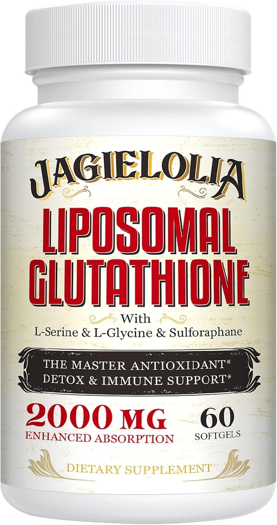 Liposomal Glutathione 2000 mg with L-Serine, L-Glycine & Sulforaphane – Active L-Glutathione Unique Formulation to Enhance Absorption - Master Antioxidant, Detoxifying & Immune | 180 Softgels 2