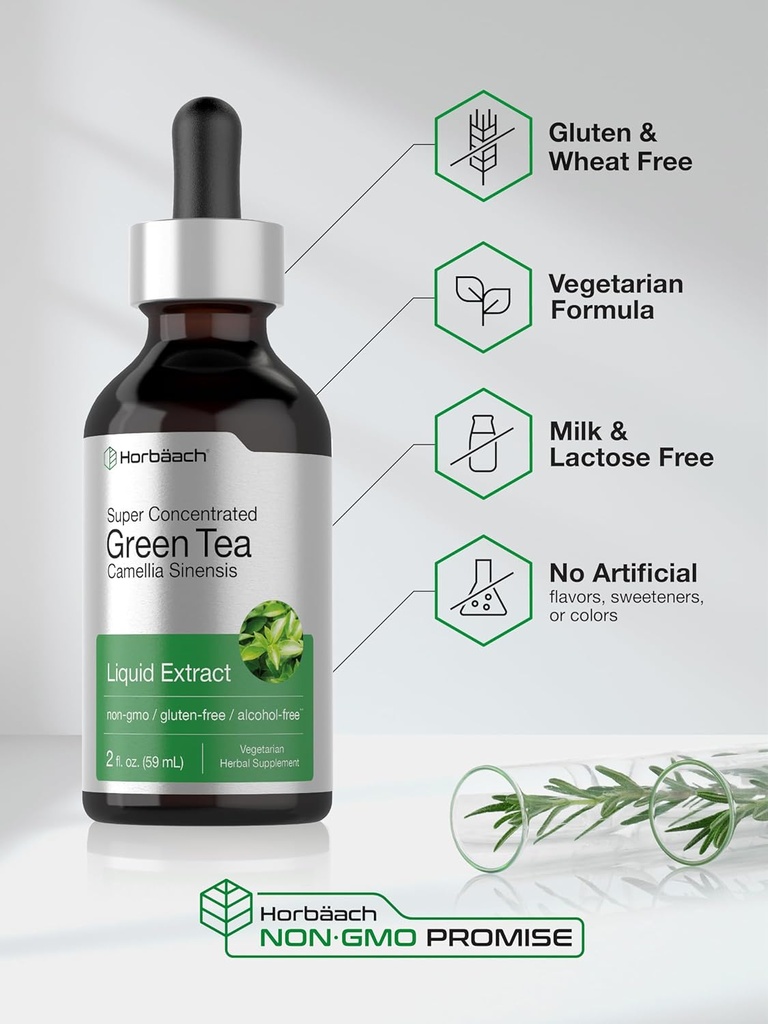 Horbäach Green Tea Extract Liquid Drops | 2 Fl Oz | Herbal Tincture | Alcohol Free | Vegetarian | Super Concentrated Supplement | Non-GMO, Gluten Free 6