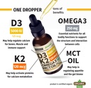 (4 Pack) Organic Vitamin D3 K2 Drops with MCT Oil Omega 3, 5000 IU, Maximum Strength Vitamin D Liquid - No Fillers, Non-GMO Liquid D3 for Faster Absorption & Immune Support (Vanilla, 4 Fl Oz) 4