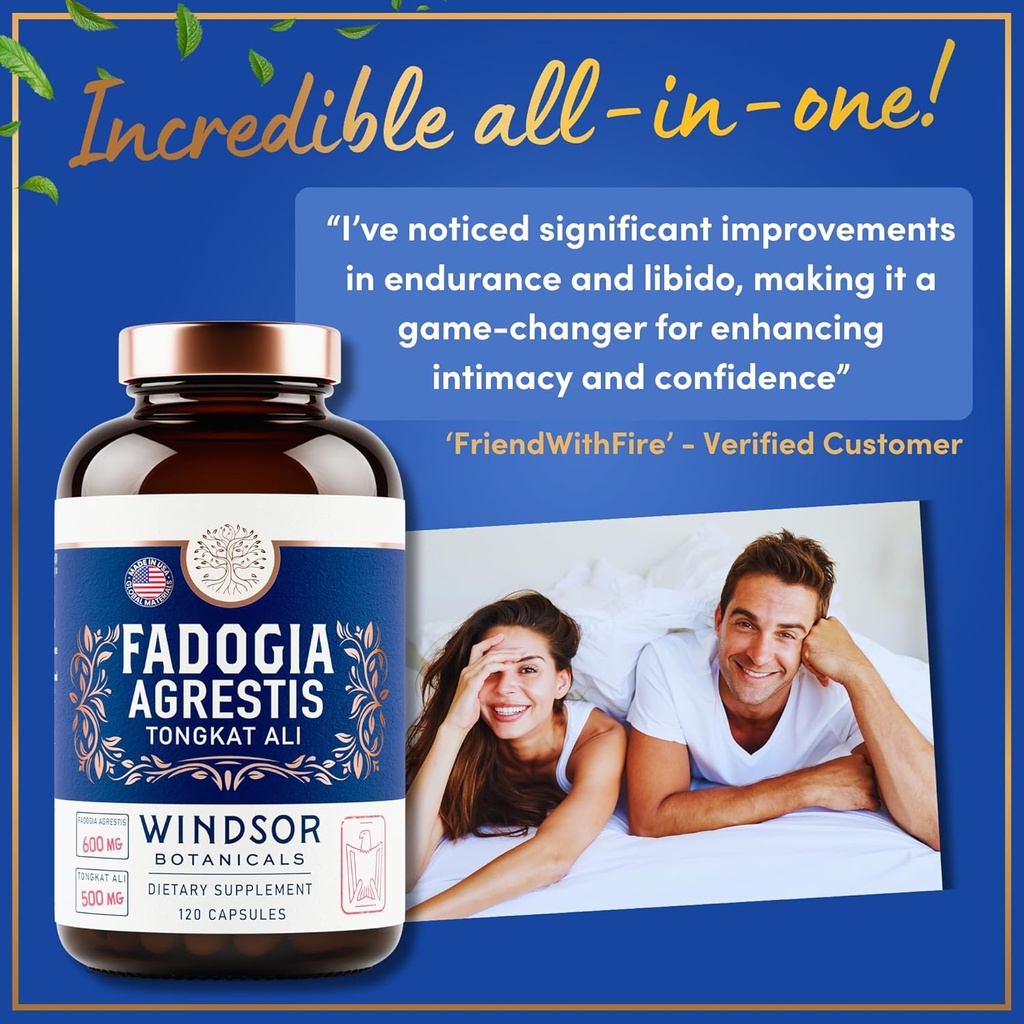 Fadogia Agrestis and Tongkat Ali Supplement - Fadogia Agrestis 600mg, 500mg Longjack Tongkat Ali for Men, Maca Root, Fenugreek, Ashwagandha, Saw Palmetto to Support Energy, Stamina, Vitality - 120Caps 5