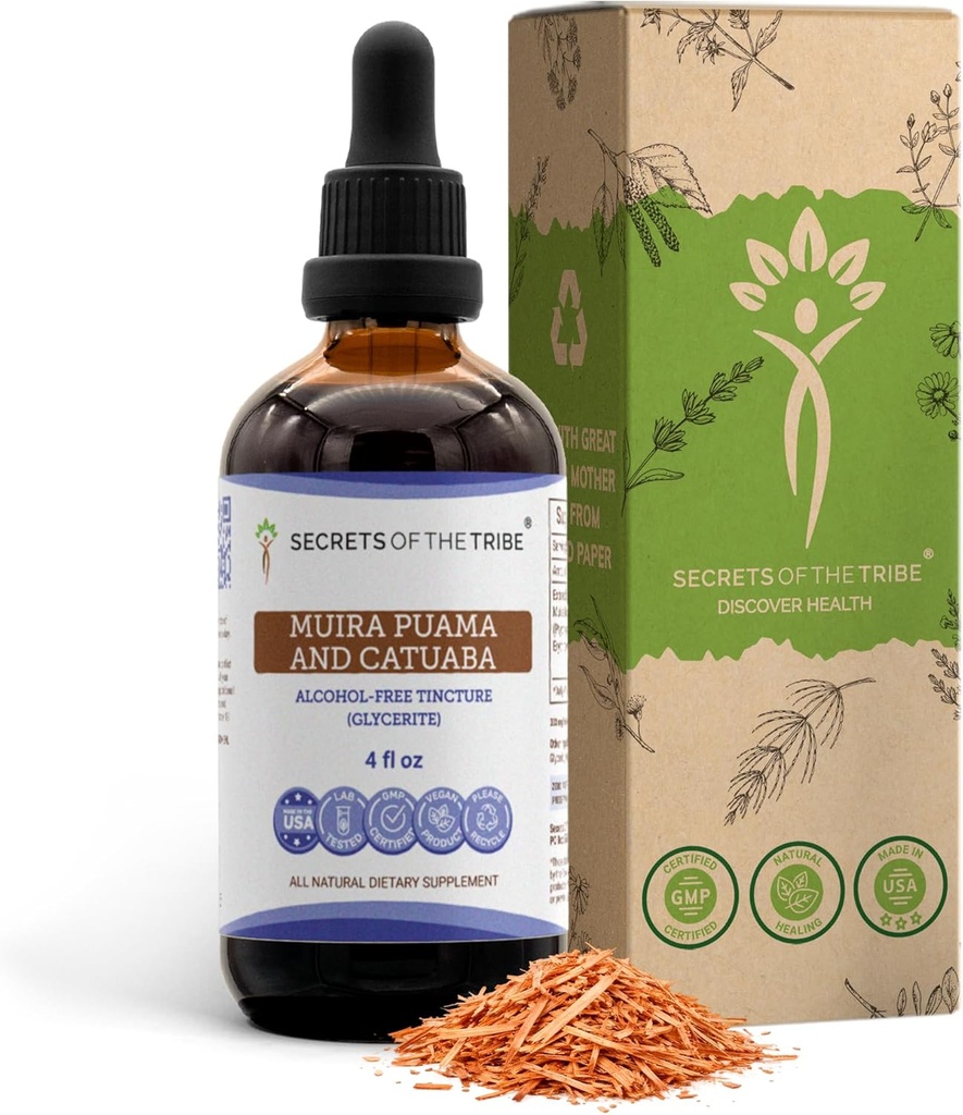 Secrets of the Tribe Muira Puama and Catuaba Alcohol-Free Liquid Extract (Ptychopetalum Olacoides and Erythroxylum Catuaba) Dried Bark Tincture Supplement (4 FL OZ) 2