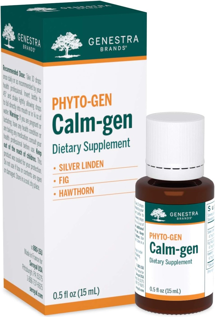 Genestra Brands Calm-gen | Silver Linden, Fig, and Hawthorn Herbal Supplement | 0.5 fl. oz. 2