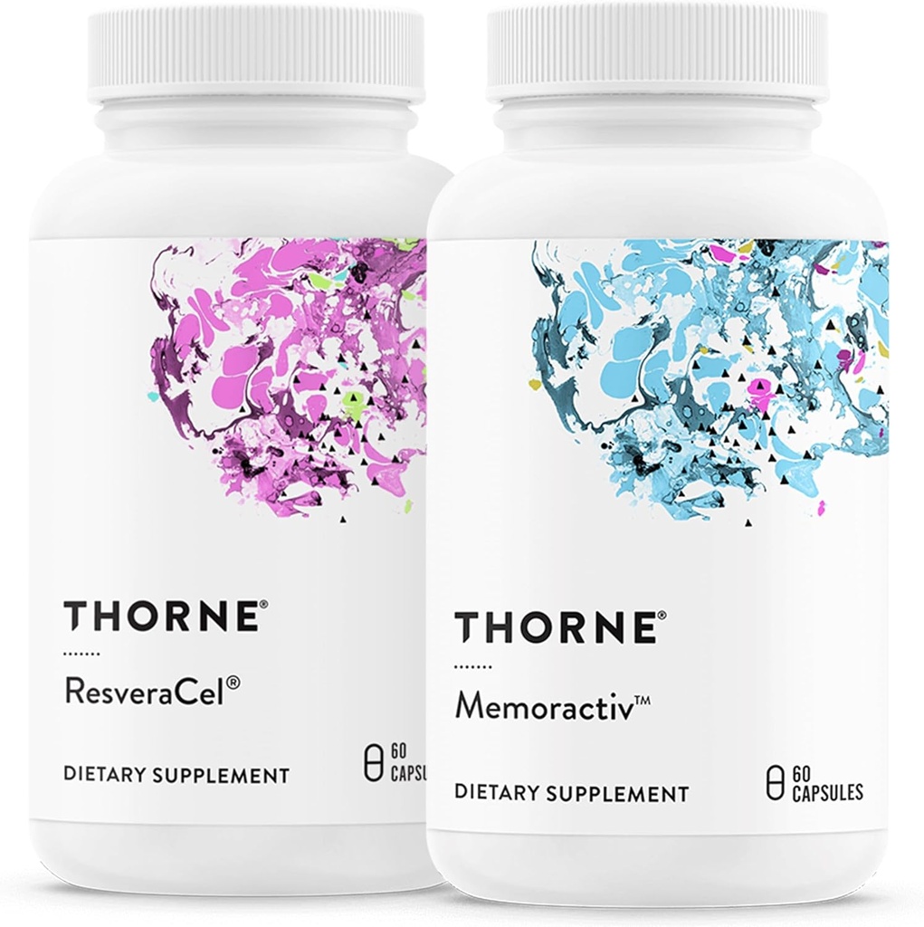 THORNE - ResveraCel (60 Capsules) & Memoractiv (60 Capsules) Bundle - Supports Brain Health & Healthy Aging - Gluten, Dairy & Soy-Free 2