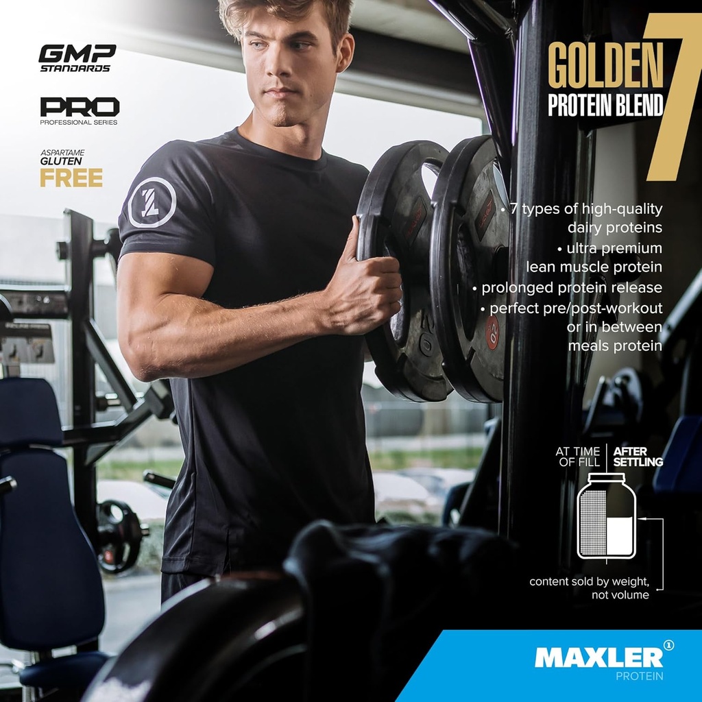 Maxler Golden 7 Protein Blend - Protein Powder for Muscle Gain & Recovery - Vanilla Protein Powder 2 lb 5