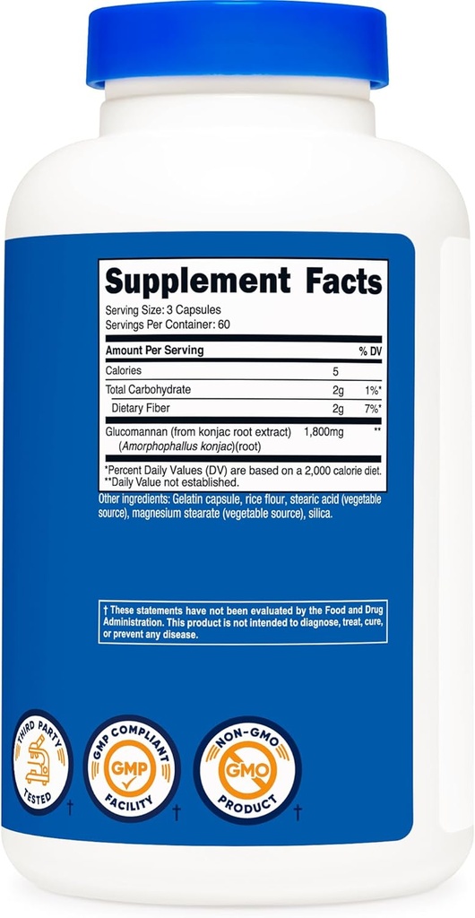 Nutricost Glucomannan 1,800mg Per Serving, 180 Capsules - Natural Fiber Source, Non-GMO, Gluten Free 6