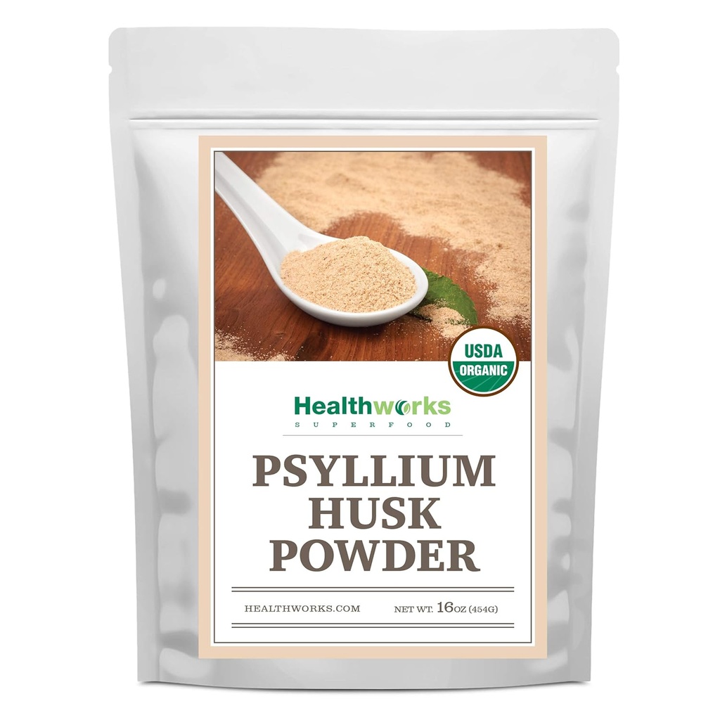 Healthworks Psyllium Husk Powder Organic -16 Oz / 1 Lb - Raw - Certified Organic - Finely Ground Powder from India - Keto, Vegan & Non-GMO - Fiber Support 2