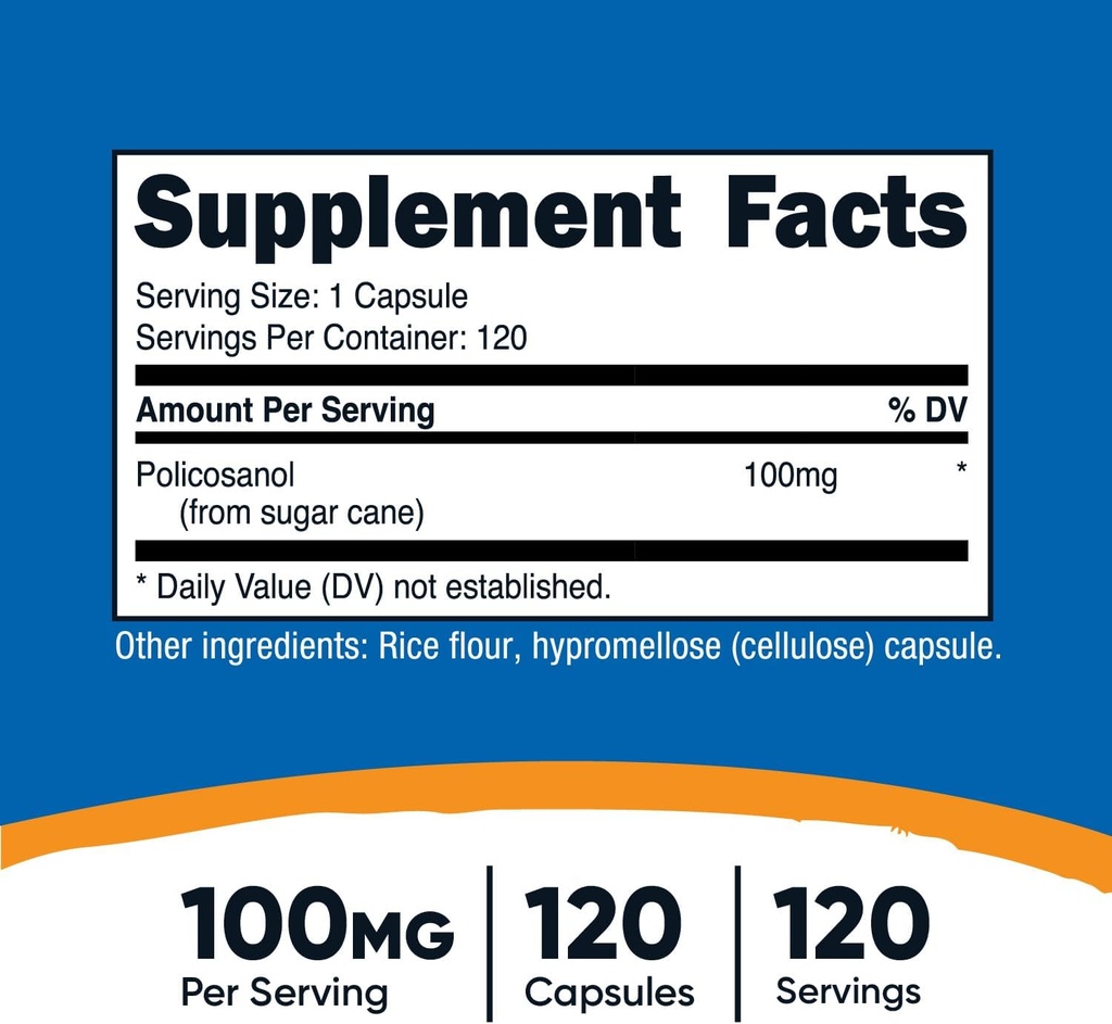 Nutricost Policosanol 100mg, 120 Capsules - Gluten Free, Non-GMO, and Vegetarian Friendly 3