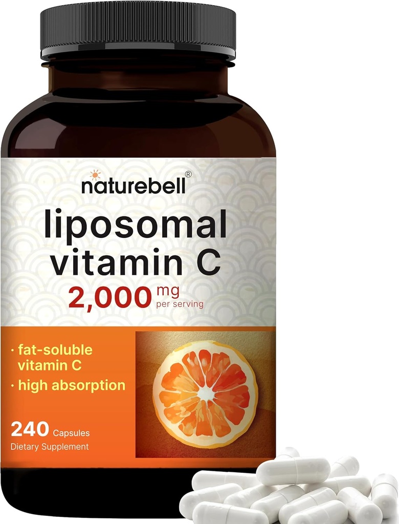 NatureBell Liposomal Vitamin C 2,000mg Per Serving, 240 Capsules | High Absorption Fat-Soluble Vitamins – Collagen Booster – Non-GMO 2