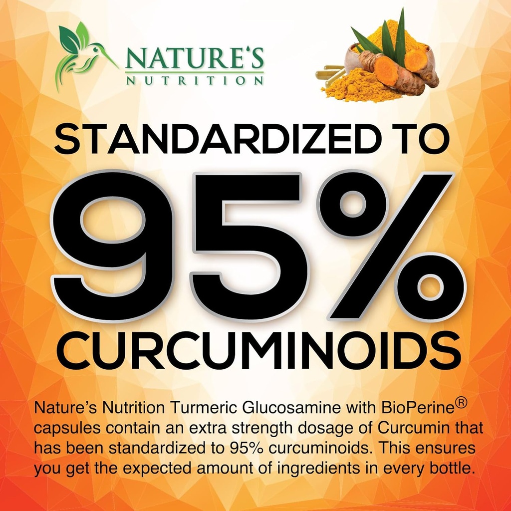 Turmeric Curcumin Supplement 2000mg - 95% Curcuminoids with Glucosamine, Ginger & MSM, BioPerine Black Pepper for Best Absorption, Nature's Vegan Joint Support, Non-GMO, Bottled in USA - 180 Capsules 6