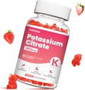 Potassium Gummies for Adults Women & Men, Potassium Citrate Supplement, Support Leg Cramps, Muscle Health & Electrolyte Balance, Sugar Free, Organic, Vegan, Strawberry, 60 Cts 2