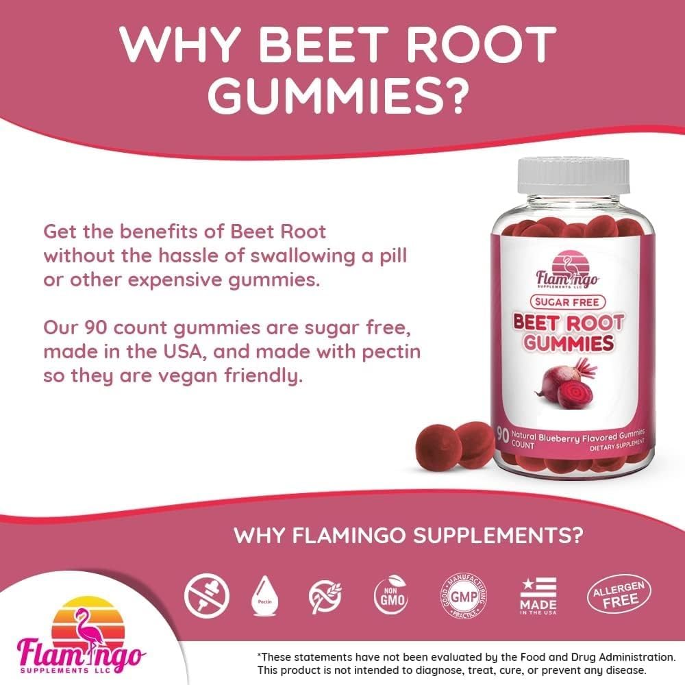 Sugar Free Nitric Oxide Beet Root Gummies - Beet Root Chewables for Athletic Performance, Nitric Oxide Booster, Energy, Blood Flow and Circulation - 90 Beets Root Gummy Chews. 4