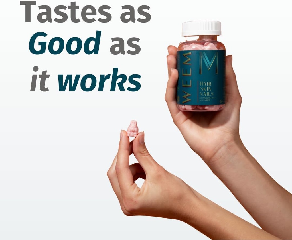 WEEM Hair Skin and Nails Gummies - Supports Healthy Hair - Vegan biotin Vitamins for Women & Men Supports Faster Hair Growth, Stronger Nails, Healthy Skin, Extra Strength (2) 4