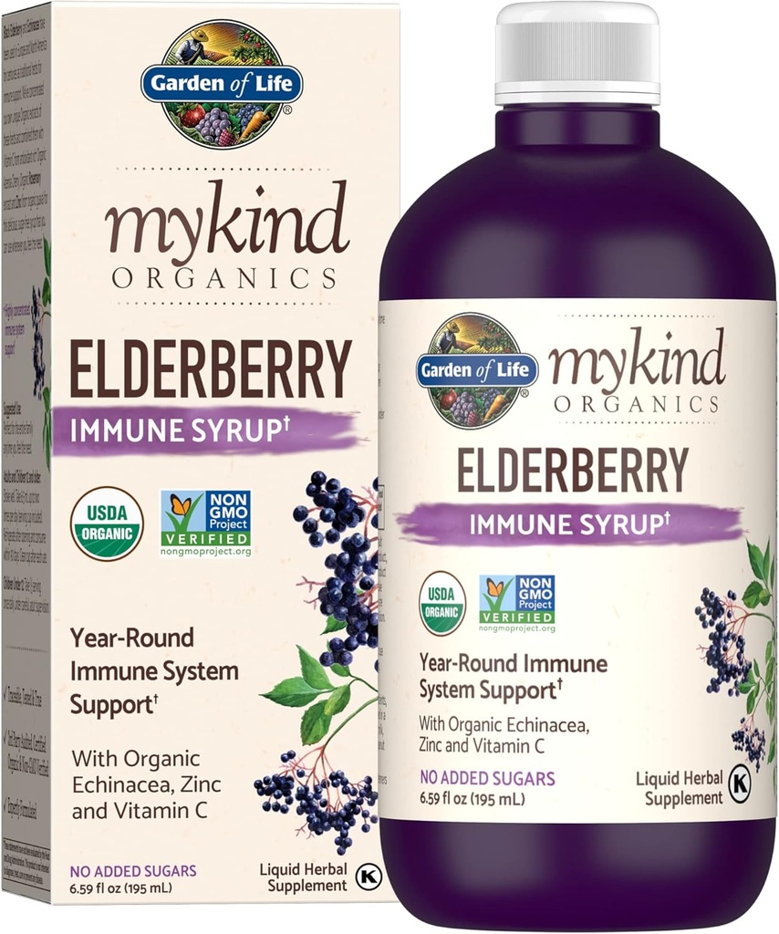 Garden of Life Organics Plant-Based Elderberry Immune Syrup 6.59 fl oz (195 Ml) & Boiron Oscillococcinum for Relief from Flu-Like Symptoms of Body Aches 3