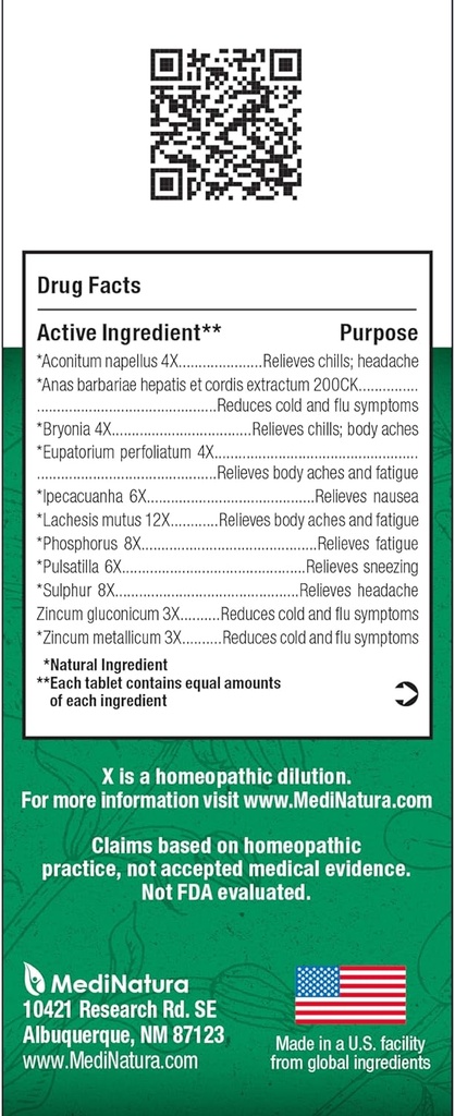 BHI Flu + Cold Multi-Symptom Relief Natural Safe Non-Drowsy Remedy 11 Targeted Homeopathic Active Ingredients for Body Aches, Fatigue, Chills & Headache - 100 Tablets 3