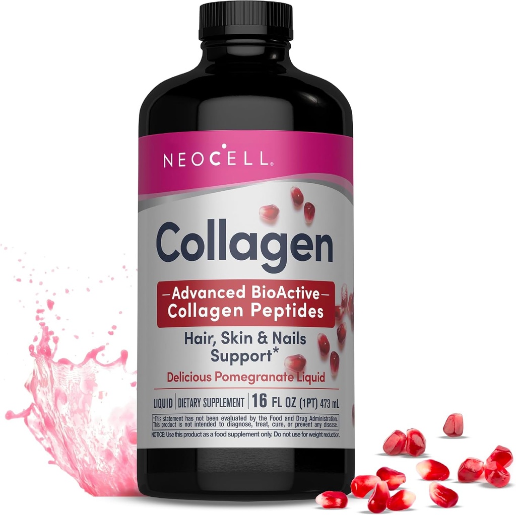 NeoCell Liquid Collagen, Skin, Hair, Nails and Joints Supplement, Includes Fruit Juice Concentrates and Green Tea Blend, Pomegranate, 16 oz., 1 Bottle 2