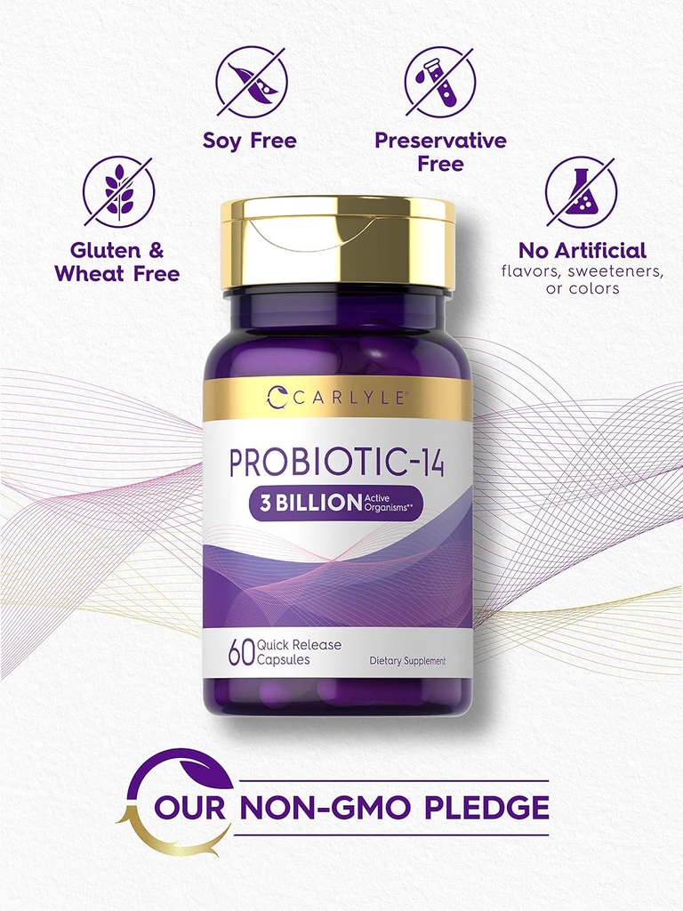 Carlyle Probiotic for Women & Men | 3 Billion CFU | 60 Capsules | 14 Strains | Non-GMO & Gluten Free 5
