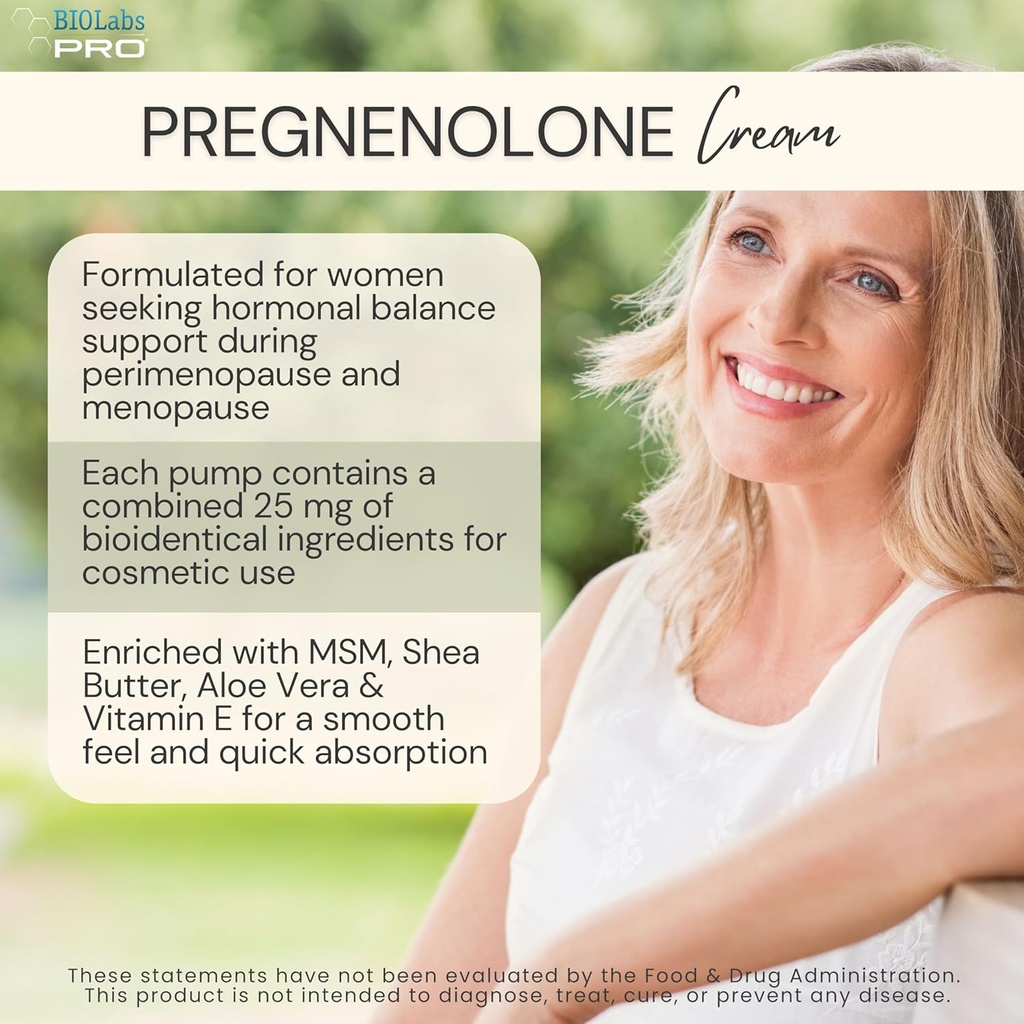 BIOLABS PRO Pregnenolone, All Natural Bioidentical Pregnenolone, 2.5% Maximum Strength, Two-Month Supply (Unscented - 3oz) 3