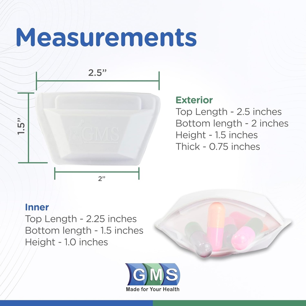 GMS Squeezable Pocket Pill Case - Small, Lightweight Pill Organizer Ideal for Travel - Holds Medicines Securely - Sturdy Design with Easy Fuss-Free Access - Pocket Sized & Discreet 5