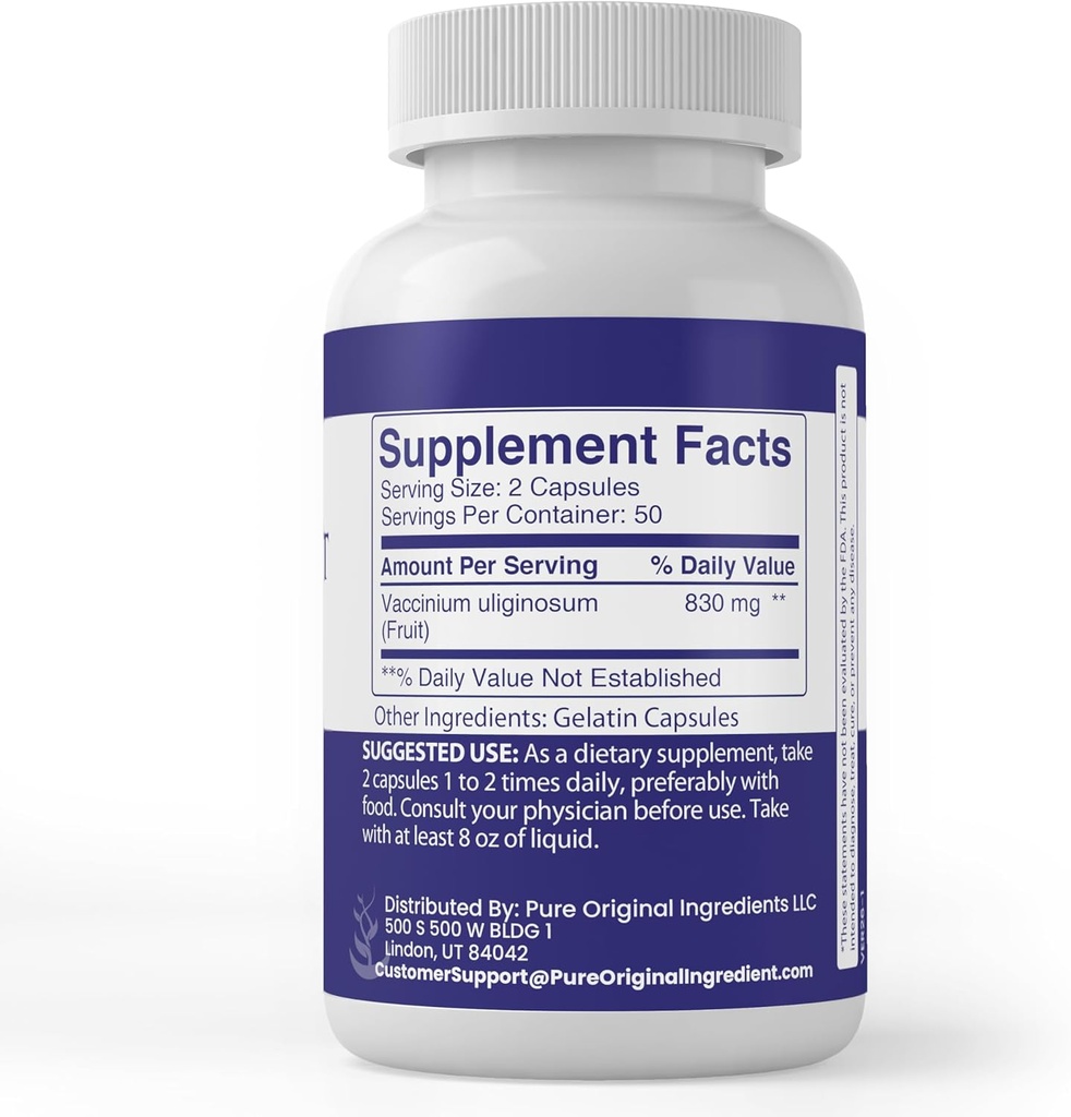 Pure Original Ingredients Bilberry Extract, (100 Capsules) Always Pure, No Additives Or Fillers, Lab Verified 4