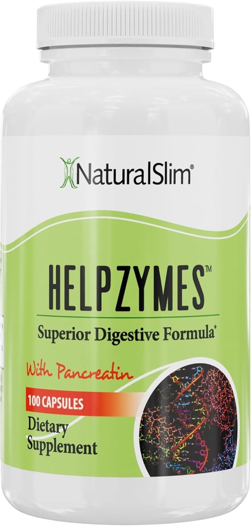 NaturalSlim Helpzymes, Enzyme Complex for Adults with Bromelain, Ox Bile, Pancreatin & Betaine HCL,100 Capsules, 2 Pack 4