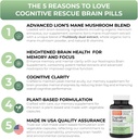 Cognitive Rescue, Lion's Mane Mushroom Capsules w/ Lion's Mane Dual Extract, Nootropics, Brain Supplement for Memory and Focus, Mushroom Immune Support w/ B Vitamins Complex, BioPerine, 60 capsules 4