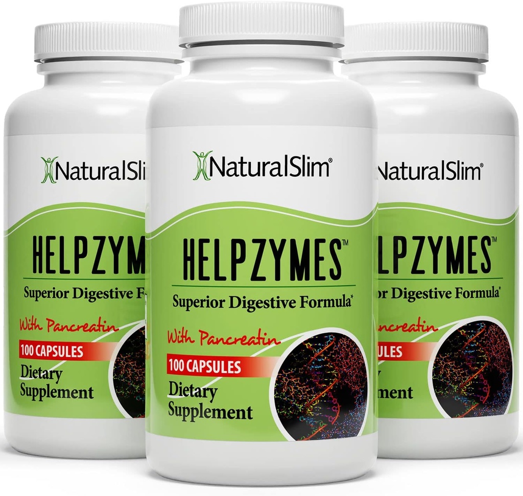 NaturalSlim Helpzymes, Enzyme Complex for Adults with Bromelain, Ox Bile, Pancreatin & Betaine HCL,100 Capsules, 2 Pack 5