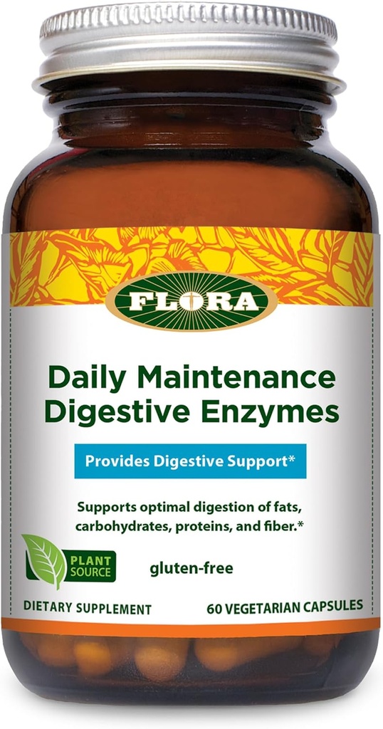 Flora Daily Maintenance Digestive Enzymes - Contains 7 Enzymes for Digestive Health Support - Aids Gas & Bloating - Non-GMO & Gluten-Free - 60 Vegetarian Capsules 2