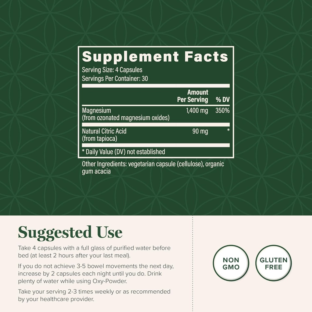 Global Healing Center Oxy-Powder Oxygen Based Safe and Natural Colon Cleanser and Relief from Occasional Constipation (120 Capsules)(Packaging may vary) 4