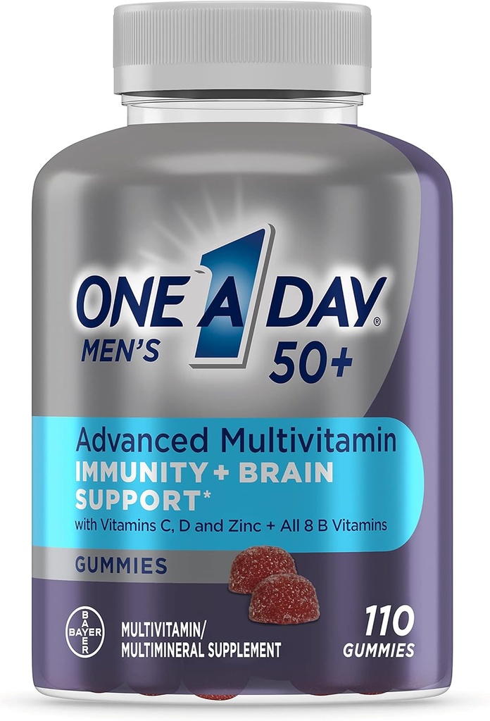 One A Day Men’s 50+ Gummies, Advanced Multivitamin For Men with Brain Support and Immunity Support, Vitamins For Men with Super 8 B Vitamin Complex, 110 Count 2
