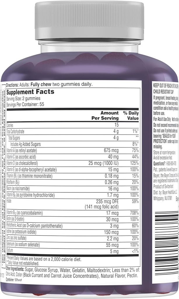 One A Day Men’s 50+ Gummies, Advanced Multivitamin For Men with Brain Support and Immunity Support, Vitamins For Men with Super 8 B Vitamin Complex, 110 Count 4