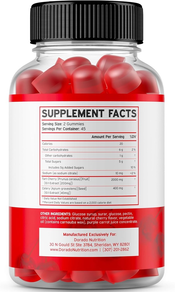 Tart Cherry Gummies Uric Acid Level Support (90 Count) - Advanced 2400mg Equivalent Extract with Celery Seed Melatonin for Adults (180 Count) - Quick Dissolve Melatonin 20mg - NonGMO, Vegan & USA Made 5