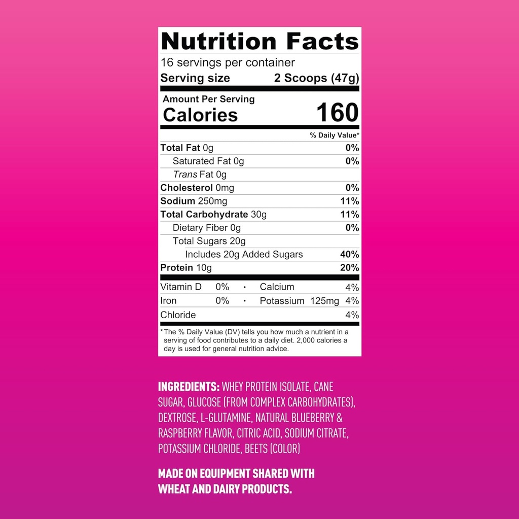 Fluid Recovery Post-Workout Drink Mix - Whey Isolate Protein, L-Glutamine, Carbs, All Natural Ingredients, Gluten-Free, Lactose-Free (Mixed Berry) 4